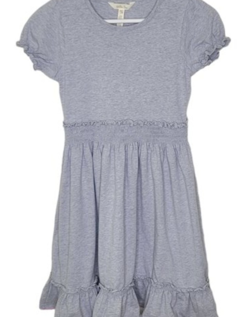 Matilda Jane Light Gray Short Sleeve Ruffle Waist Jersey Dress